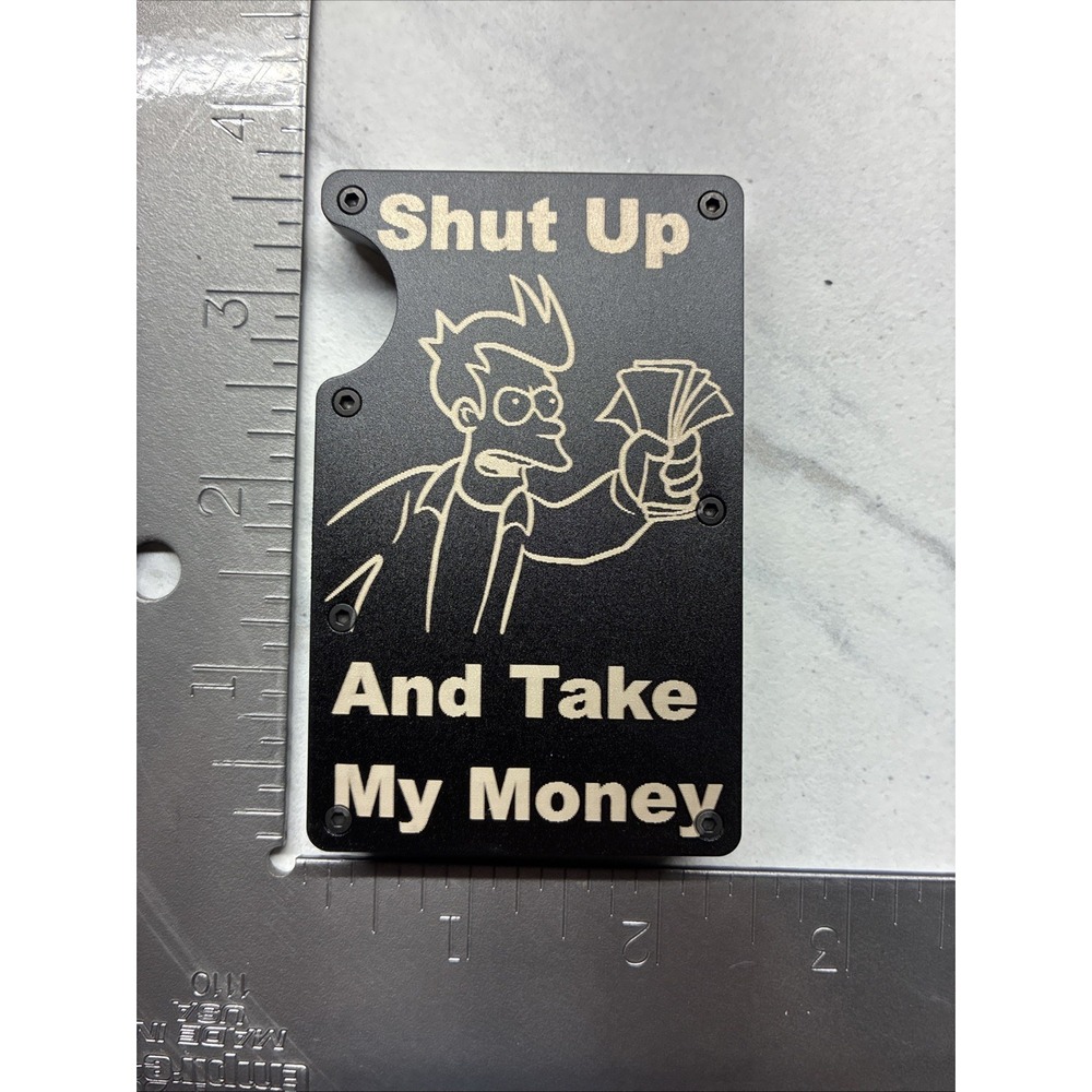 Metal Slim Futurama Fry - Shut Up And Take My Money Logo RFID Blocking Wallet
